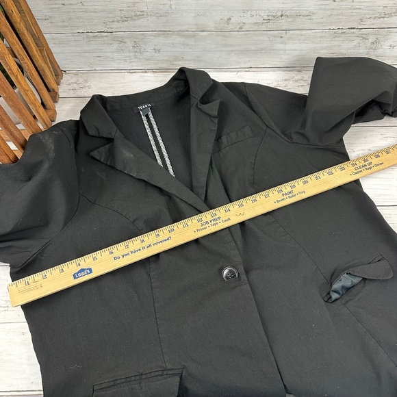 Torrid Stretch Blazer Womens Size 4 Studio Lexington Millennium Black Ruched - Picture 6 of 11